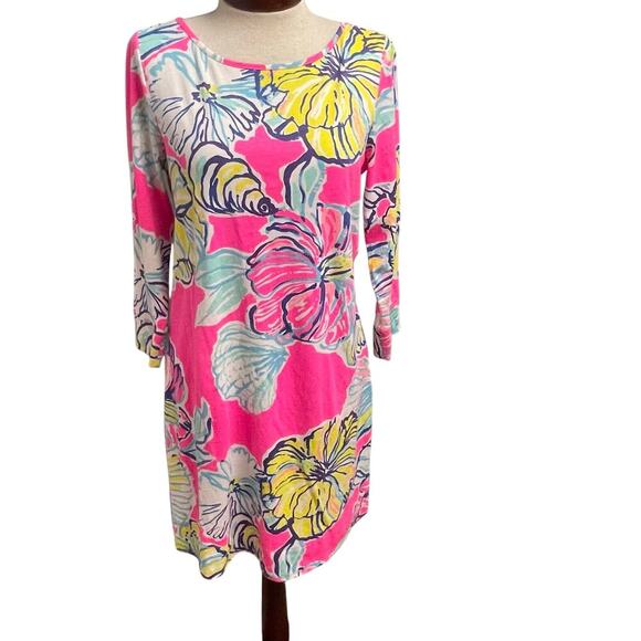 Lilly Pulitzer Medium Womens Dress Cotton 3/4 Sleeve Marlow Swept By The Tide - Picture 1 of 3